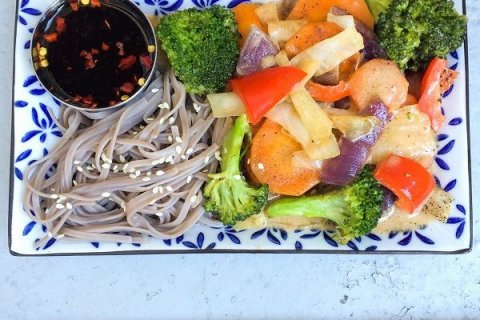 Verschiedenes asiatisches Gem&uuml;se auf einem Teller