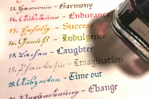 Beispiele f&uuml;r kalligraphisches S&uuml;tterlin. 