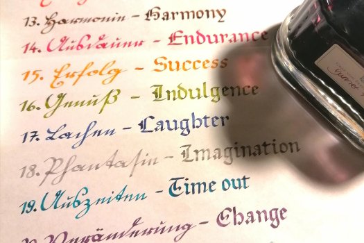 Beispiele f&uuml;r kalligraphisches S&uuml;tterlin. 