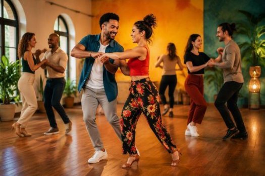 Eine Gruppe Salsa-tanzender Menschen 