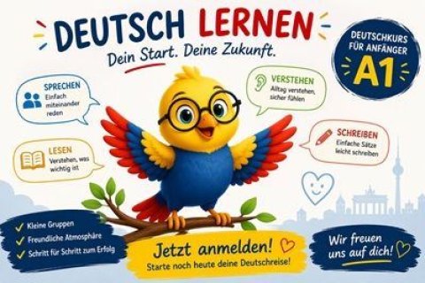 Plakat f&uuml;r Deutsch-Anf&auml;ngerkurs